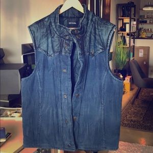 Mens Reversible Denim Corduroy Vest Jacket